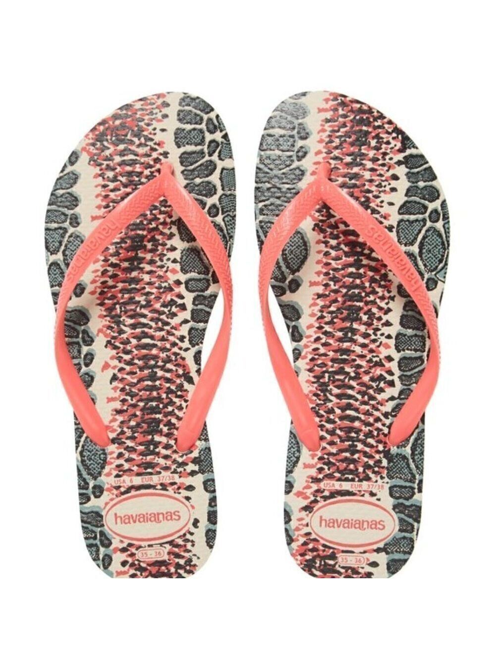 HAVAIANAS Slim Animal Print Flip Flop Brand New Sandal Coral Size 11/12